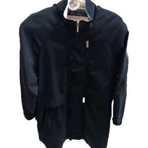 Liz Claiborne Women’s Black Trench Rain Coat M Lightweight Water-Resistant Jacke